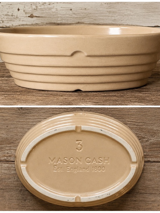 Mason Cash Other - Mason Cash No. 3 Beige Stoneware Oval Baking Dish England Vintage 7”